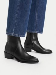 GINO ROSSI Botki C-WI44-GLAM-02 Czarny. Czarne botki damskie Gino Rossi, bez obcasa, na słupku, bez zapięcia. Za 329.99 zł.