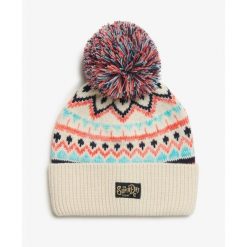 Czapka dzianinowa z wzorem dla kobiet Superdry. Brązowe czapki damskie Superdry, bez wzorów, z dzianiny. Za 147.50 zł.