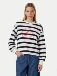 Tommy Hilfiger Bluza Th Roundal WW0WW50969 Biały Regular Fit. Białe bluzy damskie Tommy Hilfiger, l, bez wzorów, z bawełny, bez kaptura. Za 409.99 zł.