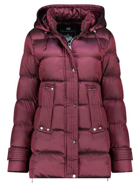 Geographical Norway Kurtka zimowa "Dolidia" w kolorze bordowym rozmiar: L. Czerwone kurtki damskie Geographical Norway, na zimę, l, bez wzorów, z puchu, bez kaptura. Za 292.95 zł.