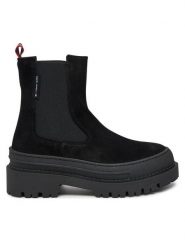 Tommy Jeans Sztyblety Tjw Foxing Chelsea Suede EN0EN02631 Czarny. Czarne botki damskie Tommy Jeans, z jeansu, bez obcasa, na płaskiej podeszwie, bez zapięcia. Za 459.99 zł.