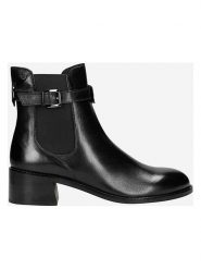 Wojas Skórzane botki w kolorze czarnym rozmiar: 38. Czarne botki damskie Wojas, eleganckie, bez obcasa, bez zapięcia. Za 329.95 zł.