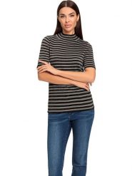 Heine Sweter w kolorze czarno-szarobrązowym rozmiar: 44. Czarne swetry klasyczne damskie Heine, bez kołnierzyka. Za 52.55 zł.