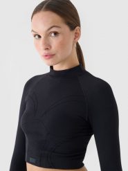 4F Longsleeve treningowy slim szybkoschnący damski - czarny M/L. Czarne koszulki sportowe damskie 4F, l, bez wzorów, z dzianiny, bez ramiączek, na fitness i siłownię. W wyprzedaży za 69.99 zł.
