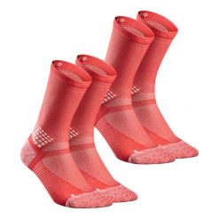 Skarpety turystyczne Quechua Hike 500 długie x 2 pary. Zielone skarpetki damskie QUECHUA, bez wzorów, z elastanu. Za 59.99 zł.