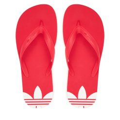 Japonki adidas. Czerwone klapki damskie Adidas, bez wzorów, bez obcasa, bez zapięcia. Za 89.99 zł.