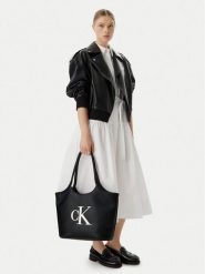 Calvin Klein Torebka Bold Ck LV04F3562G Czarny. Czarne shopper bag Calvin Klein, ze skóry, bez dodatków. Za 529.99 zł.