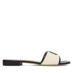 Klapki LAUREN RALPH LAUREN. Brązowe klapki damskie Lauren Ralph Lauren, bez wzorów, bez obcasa, bez zapięcia. Za 659.99 zł.