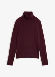 Sweter z golfem z miękkiej mieszanki kaszmiru wysokiej jakości Good Cashmere Standard®. Czerwone golfy damskie bonprix, bez wzorów, z kaszmiru, bez ramiączek. Za 329.99 zł.