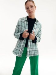 Koszula w kratę - jasnozielony. Zielone koszule damskie Reserved, l, bez wzorów, z tkaniny, bez kołnierzyka, bez ramiączek. Za 169.99 zł.
