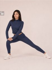 Legginsy sportowe z przeszyciami - granatowy. Niebieskie legginsy damskie Sinsay, l, bez wzorów, na fitness i siłownię. Za 39.99 zł.