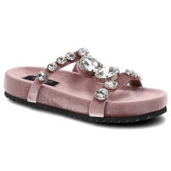 Różowe Klapki Sca'Viola Eleganckie Buty Damskie. Czerwone klapki damskie Sca'viola, bez wzorów, ze skóry ekologicznej, bez obcasa, bez zapięcia. Za 379.00 zł.
