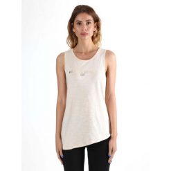 Odzież sportowa z bawełna na co dzień na siłownię. Szara koszulki sportowe damskie LEONE 1947 APPAREL, bez wzorów, z bawełny, bez ramiączek, na fitness i siłownię. W wyprzedaży za 82.10 zł.