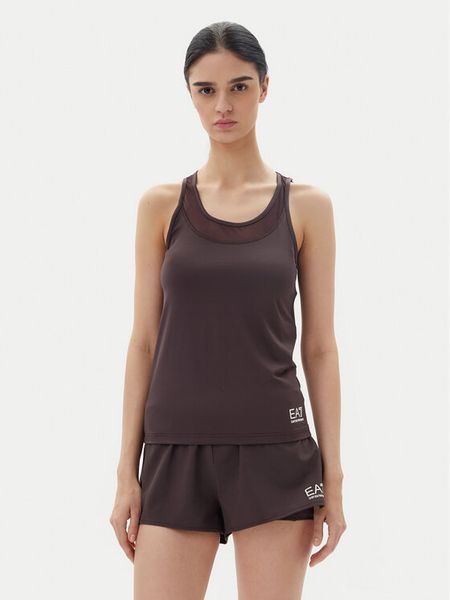 EA7 Emporio Armani Koszulka techniczna 7W000237 AF12509 U6278 Brązowy Regular Fit. Brązowe koszulki damskie EA7 Emporio Armani, m, bez wzorów, z syntetyku, bez kołnierzyka, bez ramiączek. Za 189.99 zł.