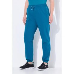 Damskie Spodnie dresowe lamówka z boku elastyczny ściągacz elastyczny dół. Niebieskie spodnie dresowe damskie Ulla Popken, plus size, bez wzorów, z bawełny. Za 199.99 zł.