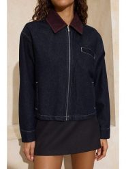 Trendyol Kurtka dżinsowa w kolorze czarnym rozmiar: L. Czarne kurtki damskie Trendyol, l, bez wzorów, z bawełny, bez kaptura. Za 173.99 zł.