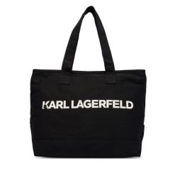 Torebka KARL LAGERFELD. Czarne shopper bag KARL LAGERFELD, bez wzorów, bez dodatków. Za 389.99 zł.