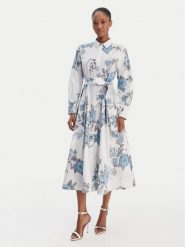 Marella Sukienka koszulowa Formica 2613221161 Błękitny Regular Fit. Niebieskie sukienki damskie Marella, bez wzorów, z bawełny, bez ramiączek. Za 1,569.00 zł.