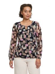 BETTY & CO Bluzka w kolorze szarobrązowo-czarno-jasnoróżowym rozmiar: XL. Brązowe bluzki damskie Betty & Co, xl, bez wzorów, bez kołnierzyka, bez ramiączek. Za 109.00 zł.