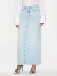 Guess Spódnica jeansowa Wenona W4GD53 D5B66 Błękitny Regular Fit. Niebieskie spódnice damskie Guess, z aplikacjami, z jeansu. Za 549.99 zł.