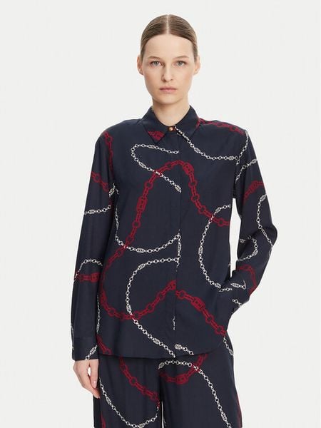 Tommy Hilfiger Koszula WW0WW44045 Granatowy Relaxed Fit. Niebieskie koszule damskie Tommy Hilfiger, bez wzorów, z wiskozy, bez kołnierzyka, bez ramiączek. Za 239.99 zł.