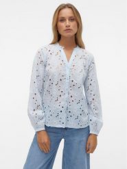 Vero Moda Koszula Ida 10303333 Błękitny Regular Fit. Niebieskie koszule damskie Vero Moda, m, bez wzorów, z bawełny, bez kołnierzyka, bez ramiączek. Za 239.99 zł.
