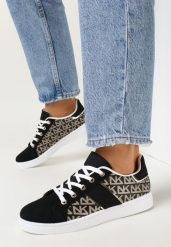 Czarne Sneakersy z Nadrukiem Mindi. Czarne obuwie sportowe casual damskie Born2be, bez zapięcia. Za 39.99 zł.