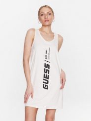 Guess Sukienka codzienna Ceara V3GP10 KBNV2 Beżowy Regular Fit. Brązowe sukienki damskie Guess, z aplikacjami, z syntetyku, bez ramiączek. Za 239.99 zł.