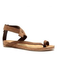 Comfortfusse Skórzane sandały w kolorze beżowym rozmiar: 42. Brązowe sandały damskie Comfortfüße, bez wzorów, z nubiku, z otwartym noskiem, bez obcasa, bez zapięcia. Za 252.99 zł.