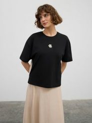 BGN Koszulka w kolorze czarno-beżowym rozmiar: 40. Czarne koszulki damskie BGN, bez wzorów, bez kołnierzyka, bez ramiączek. Za 69.91 zł.