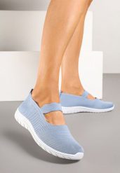 Niebieskie Wsuwane Tenisówki z Ozdobnym Paskiem i Perforacją Zelsedi. Niebieskie obuwie sportowe damskie Born2be, na lato, z jeansu, bez zapięcia, tenisowe. Za 44.99 zł.