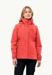 JACK WOLFSKIN Kurtka przeciwdeszczowa damska. Czerwone kurtki damskie Jack Wolfskin, l, bez wzorów, z materiału, bez kaptura. Za 269.75 zł.
