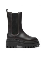 Calvin Klein Jeans Sztyblety Flatform YW0YW01542 Brązowy. Brązowe botki damskie Calvin Klein Jeans, z jeansu, bez obcasa, na płaskiej podeszwie, bez zapięcia. Za 679.99 zł.
