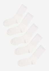 Białe Długie Casualowe Skarpety 5-Pack z Bawełny Venethria. Białe skarpetki damskie Renee, bez wzorów, z bawełny. Za 34.99 zł.