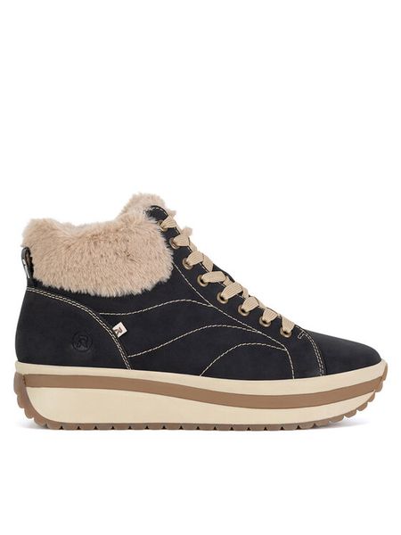 Rieker Revolution Lifestyle Trzewiki W0961-01 Czarny. Czarne botki damskie Rieker Revolution Lifestyle, z nubiku, bez obcasa, na płaskiej podeszwie, bez zapięcia. Za 399.99 zł.