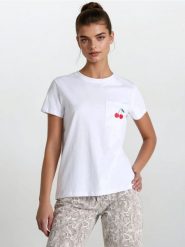Koszulka z kieszonką - biały. Białe koszulki damskie Sinsay, l, bez wzorów, bez kołnierzyka, bez ramiączek. Za 19.99 zł.