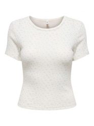 ONLY Koszulka w kolorze kremowo-błękitnym rozmiar: XS. Brązowe bluzki damskie Only, xs, bez wzorów, z bawełny, bez kołnierzyka, bez ramiączek. Za 60.99 zł.