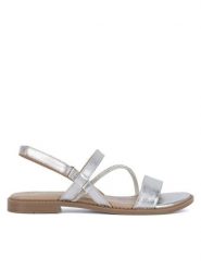 Lasocki Sandały EST-AFIONA-12 Srebrny. Szare sandały damskie Lasocki, bez wzorów, z materiału, bez obcasa, na płaskiej podeszwie, bez zapięcia. Za 129.99 zł.