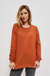 Prosta bluza brązowa. Brązowe bluzy damskie MOODO, xs, bez wzorów, z bawełny, bez kaptura. W wyprzedaży za 17.99 zł.