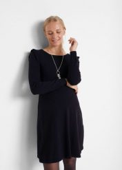 Sukienka ciążowa z miękkiej dzianiny. Czarne sukienki damskie bonprix, bez wzorów, z dzianiny, eleganckie, bez ramiączek. Za 134.99 zł.