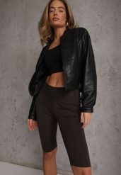 Brązowe Szorty Bikery High Waist z Wyszczuplającym Pasem Briarrose. Brązowe szorty damskie Renee, bez wzorów, z podwyższonym stanem. Za 39.99 zł.