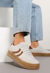 Szare Sneakersy w Stylu Klasycznych Tenisówek na Tłoczonej Platformie Lisanelia. Szare obuwie sportowe damskie Born2be, z jeansu, bez zapięcia, tenisowe. Za 89.99 zł.