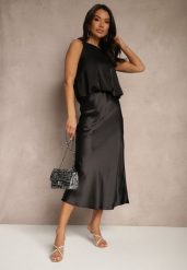 Czarna Spódnica Satynowa High Waist Pillizze. Czarne spódnice damskie Renee, na co dzień, l, bez wzorów, z satyny, eleganckie, maxi. Za 79.99 zł.
