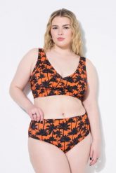 Damskie Figi od bikini wysoki stan nadruk z palmami. Czarne figi Ulla Popken, bez wzorów, z elastanu. Za 91.99 zł.
