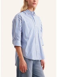 Seidensticker Bluzka w kolorze biało-błękitnym rozmiar: 40. Białe bluzki damskie Seidensticker, bez wzorów, z bawełny, bez kołnierzyka, bez ramiączek. Za 220.12 zł.