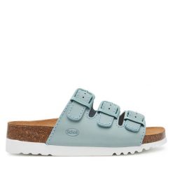 Klapki Scholl. Niebieskie klapki damskie Scholl, bez wzorów, bez obcasa, bez zapięcia. Za 239.99 zł.