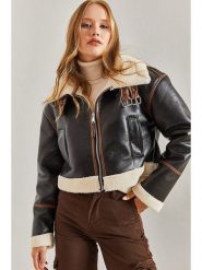 Bianco Lucci Kurtka przejściowa w kolorze czarnym rozmiar: 38. Czarne kurtki damskie Bianco Lucci, bez wzorów, ze skóry, bez kaptura. Za 173.99 zł.