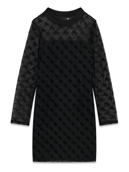 Guess Sukienka codzienna J6YK04 K3957 Czarny Regular Fit. Czarne sukienki dziewczęce Guess, z aplikacjami, z syntetyku, bez ramiączek, proste. Za 284.99 zł.