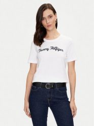 Tommy Hilfiger T-Shirt Script WW0WW42589 Biały Regular Fit. Białe t-shirty damskie Tommy Hilfiger, xxs, bez wzorów, z bawełny, bez kołnierzyka. Za 149.99 zł.