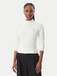 Tommy Hilfiger Sweter WW0WW51383 Kremowy Slim Fit. Białe swetry klasyczne damskie Tommy Hilfiger, s, z bawełny, bez kołnierzyka. Za 347.99 zł.